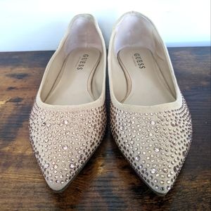 Guess point toe flats with rhinestones